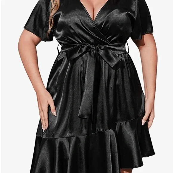 black asymmetrical wrap dress HATCH Collection The Rachel Wrap Dress in Black main image 1